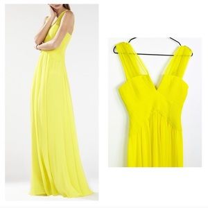Bcbg astella yellow shirred pleated maxi dress 4